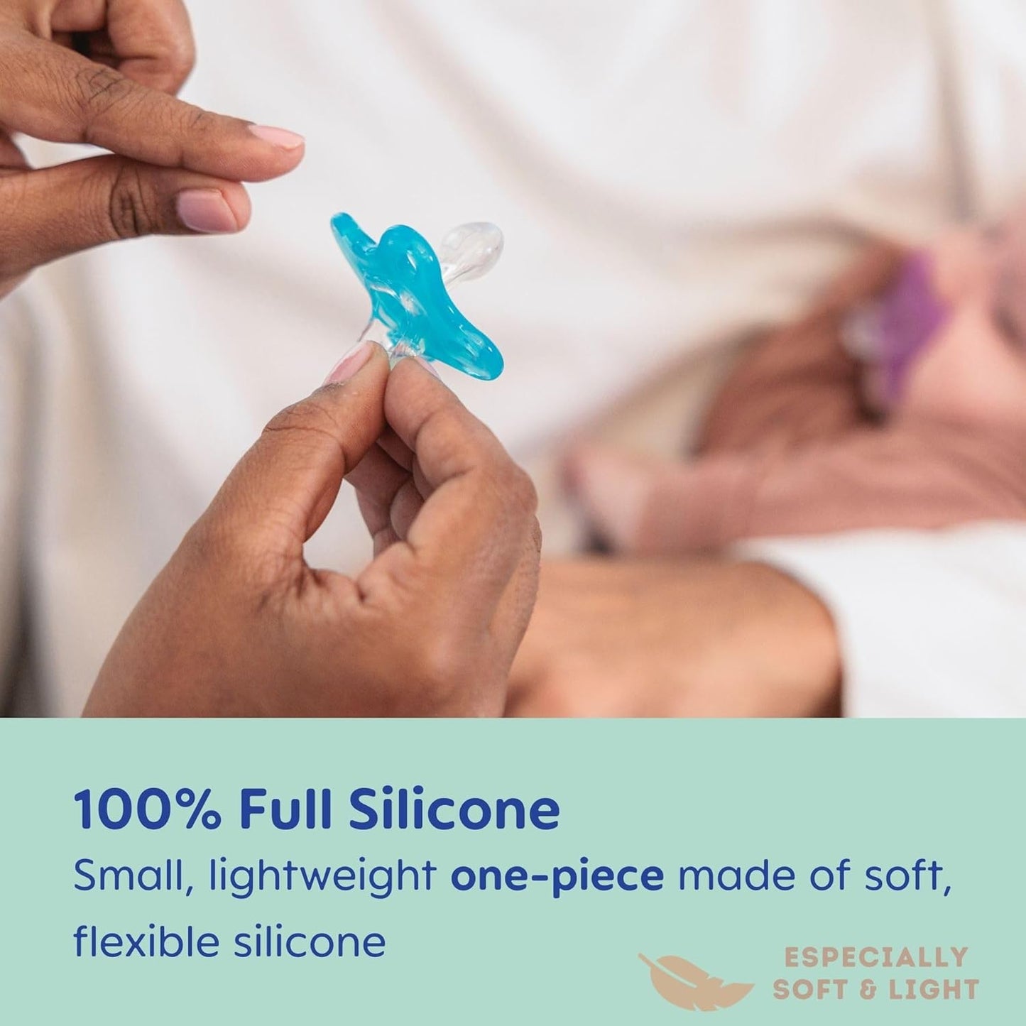 MAM Comfort Baby Pacifier: Lightweight One-Piece Full Silicone Binky for Newborns