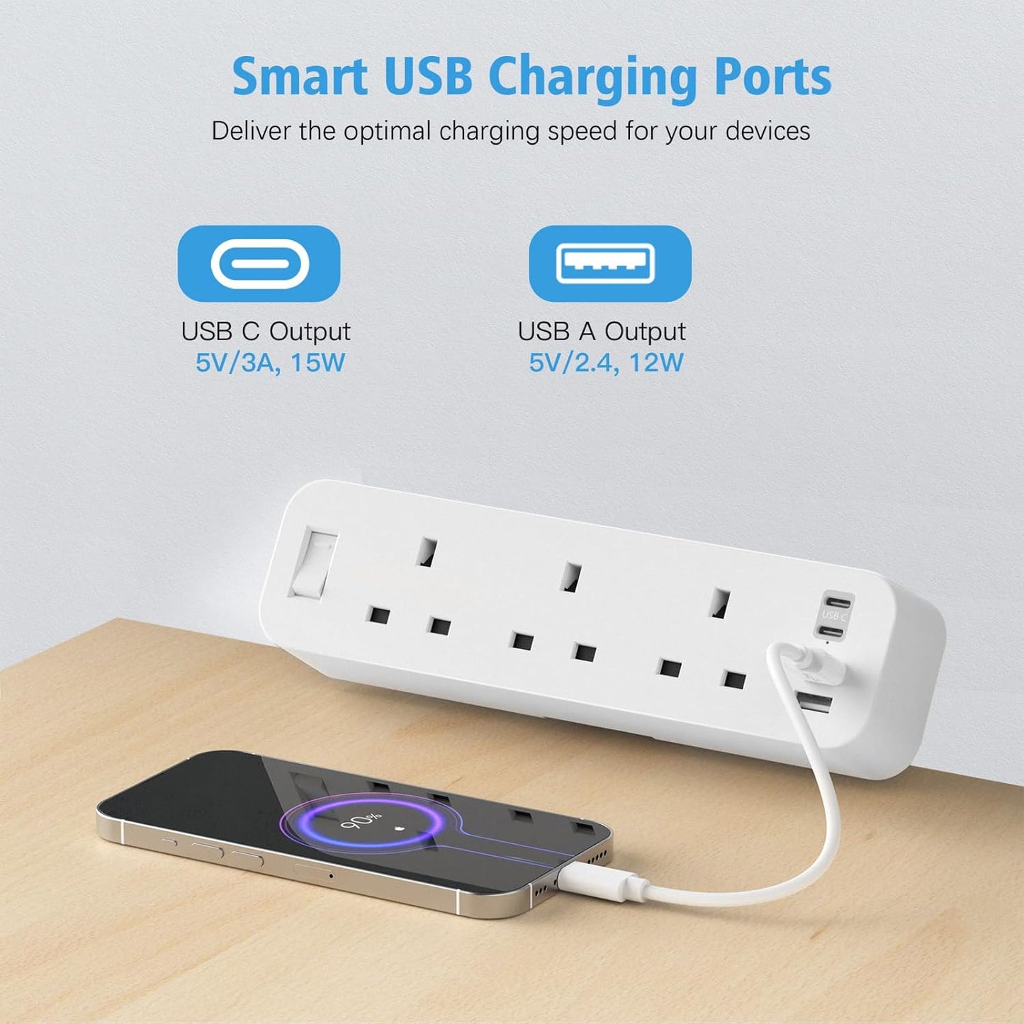 Anvode Black Multi Extension Socket: Durable Power Strip for Home & Workshop