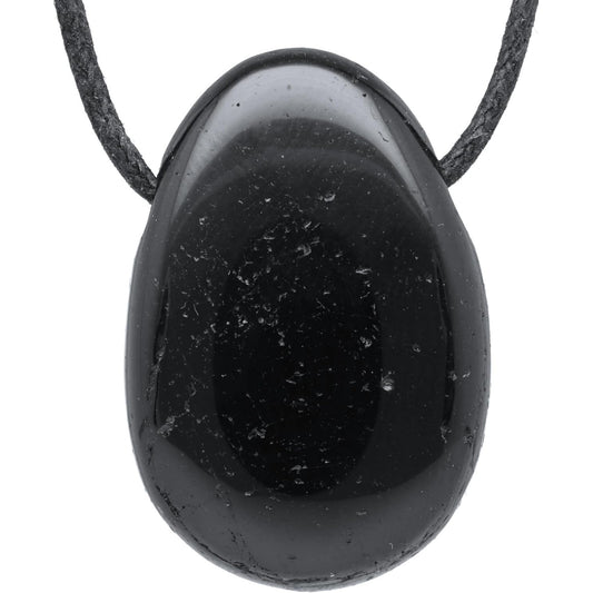 Black Tourmaline Drop Pendant with Adjustable Cotton Cord – Healing Stone