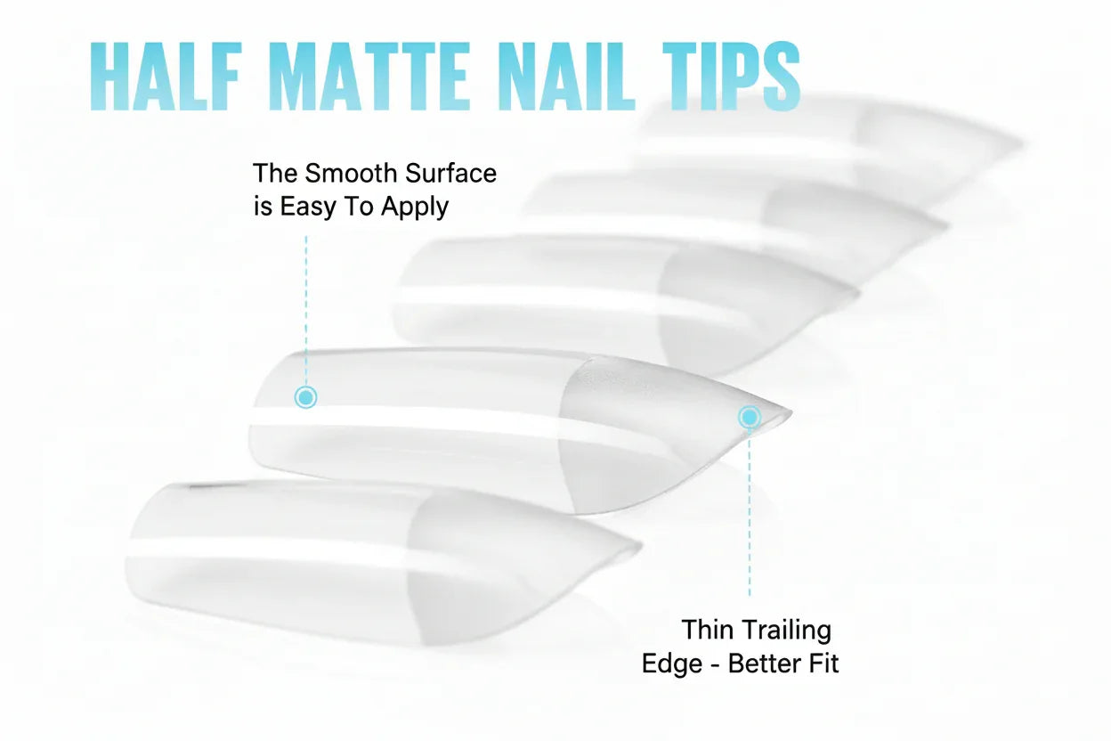 TOMICCA stiletto Short Gel Nail Tips Pre-shaped Half Matt Full Cover - 240 Pieces - Gomix Brands Outlet