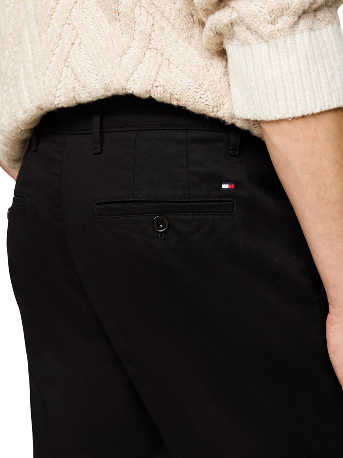 Tommy Hilfiger Men's Satin Chino Pants Black Classic Fit