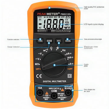 PEAKMETER PM8233 Handheld Digital Multimeter EC-PM8233D