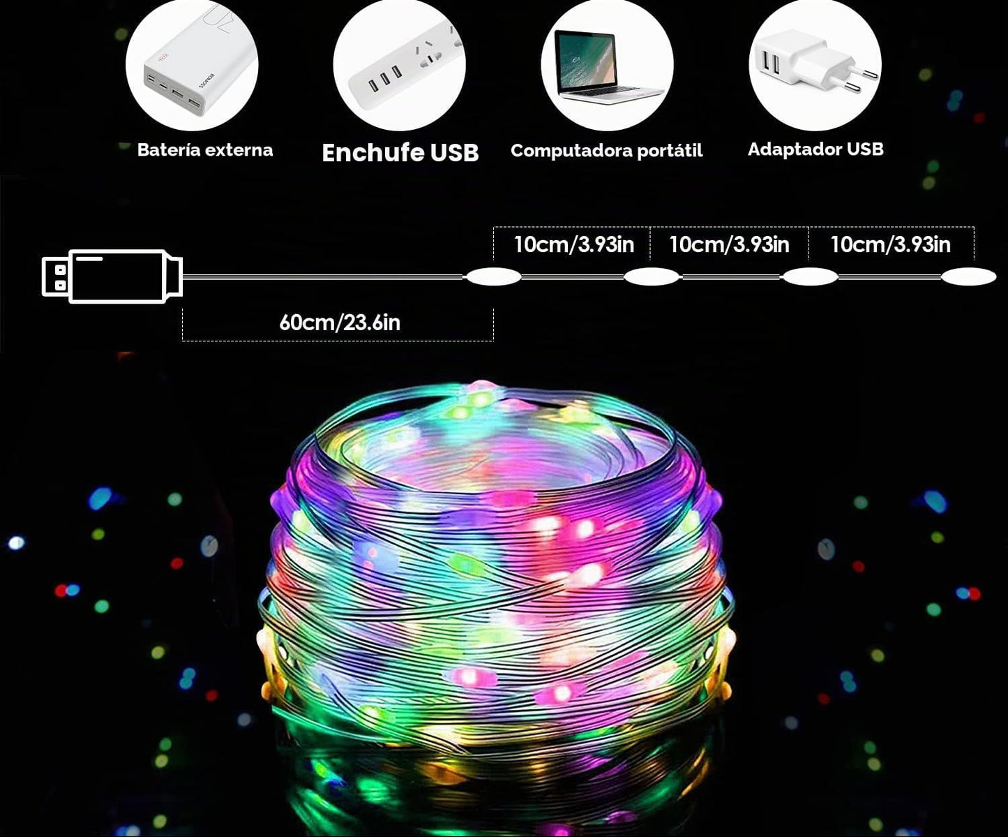ZWOOS 10m 100 LED RGB String Lights Music Sync USB IP65 App Remote