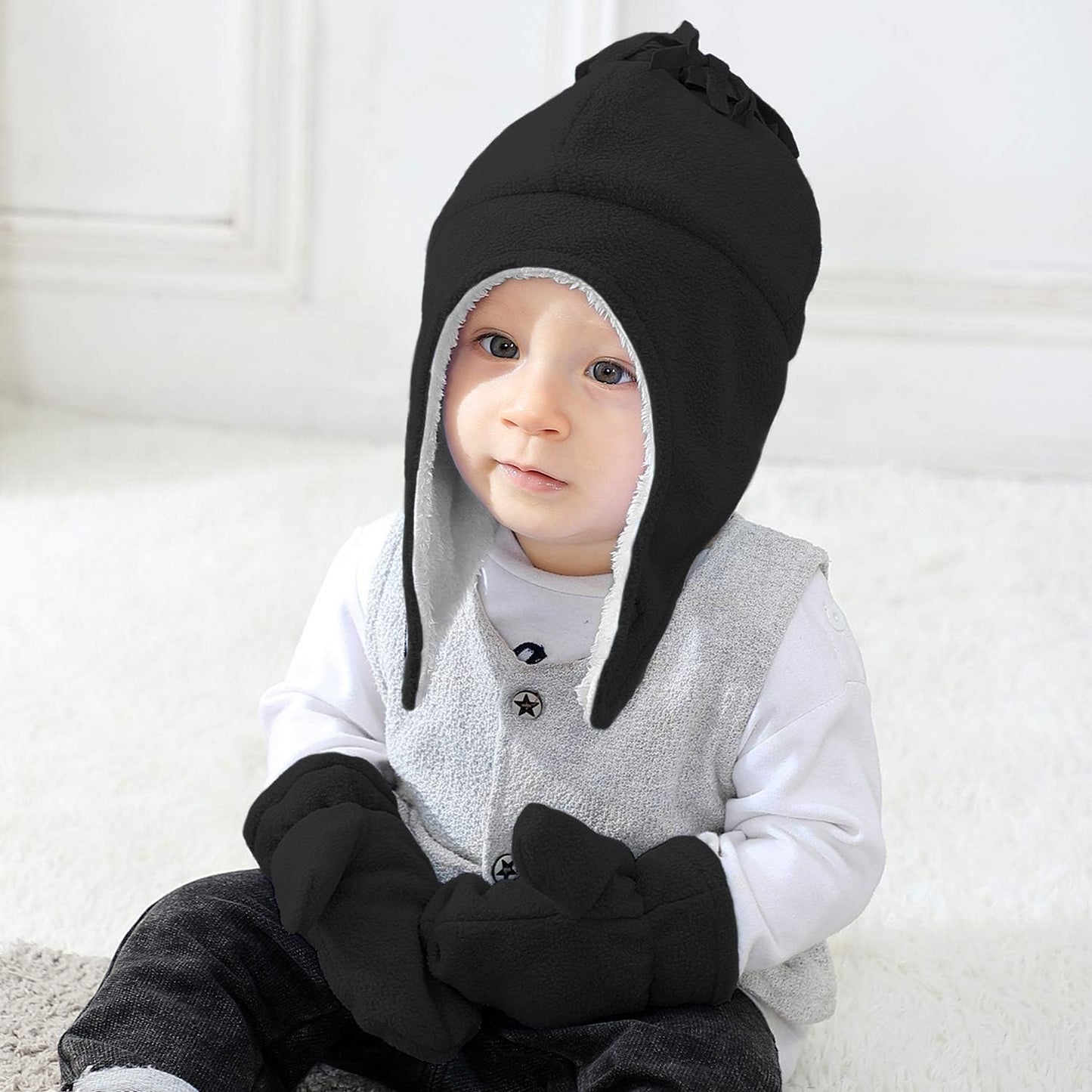 Zando Ultra-Warm Baby Winter Hat & Mitten Set – Sherpa Lined