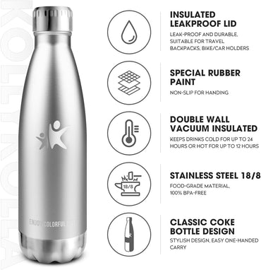 KollyKolla 500ml Stainless Steel Thermal Bottle – Double Wall Insulated