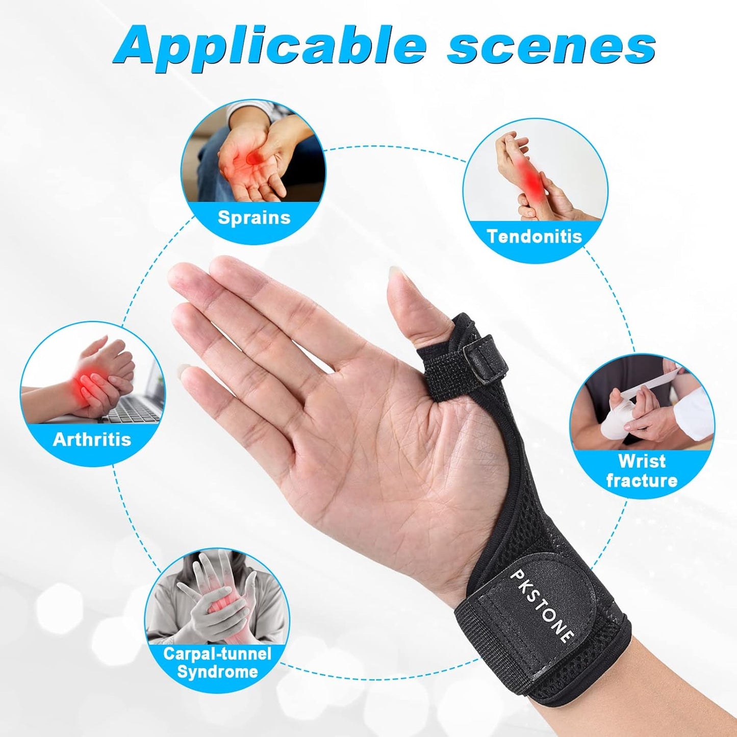 Adjustable Breathable Thumb Spica Splint for Wrist Support and Pain Relief