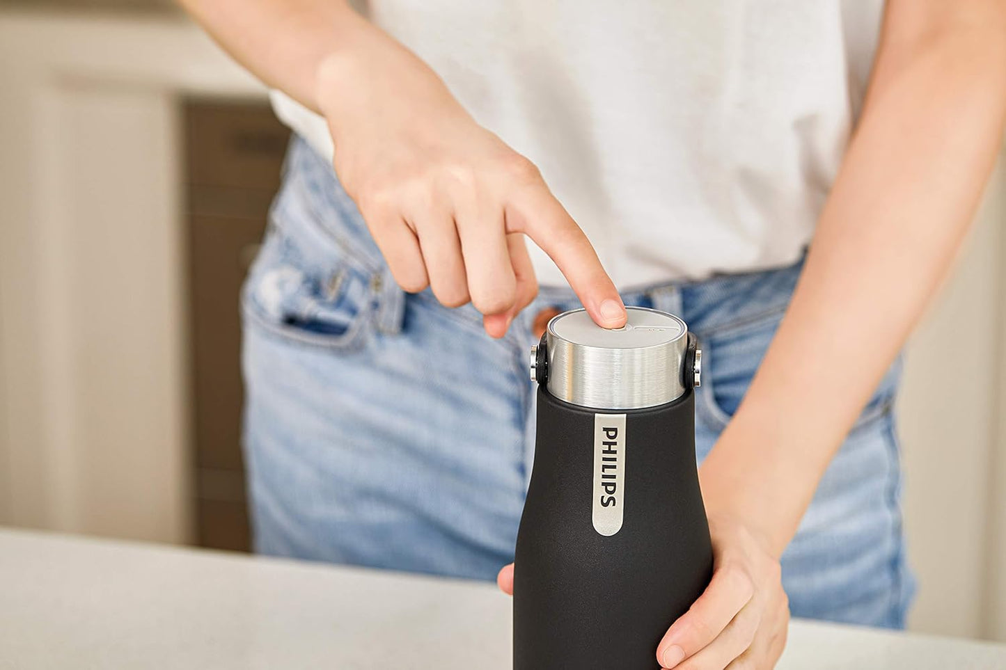 Philips GoZero Smart UV Bottle – Black 590ml Stainless Steel