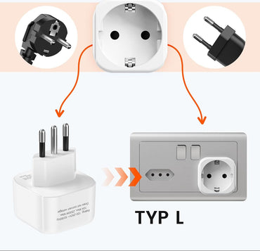 LENCENT 2-Pack Type L Travel Adapter for Italy & Uruguay