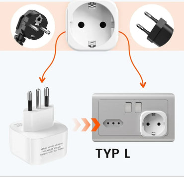 LENCENT 2-Pack Type L Travel Adapter for Italy & Uruguay - Gomix Brands Outlet