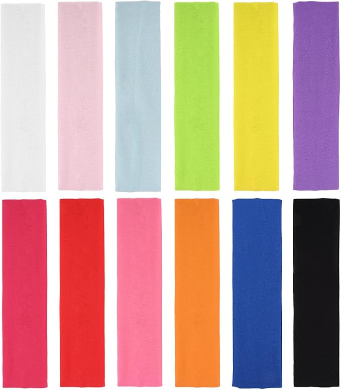 VEYLIN 12‑Piece Multicolor Stretch Headbands for Yoga, Fitness & Running