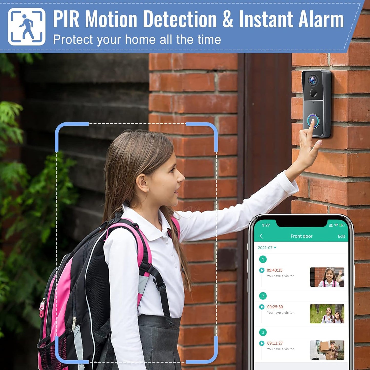 XTU Wireless 2K HD Doorbell – Battery, PIR Motion, Night Vision