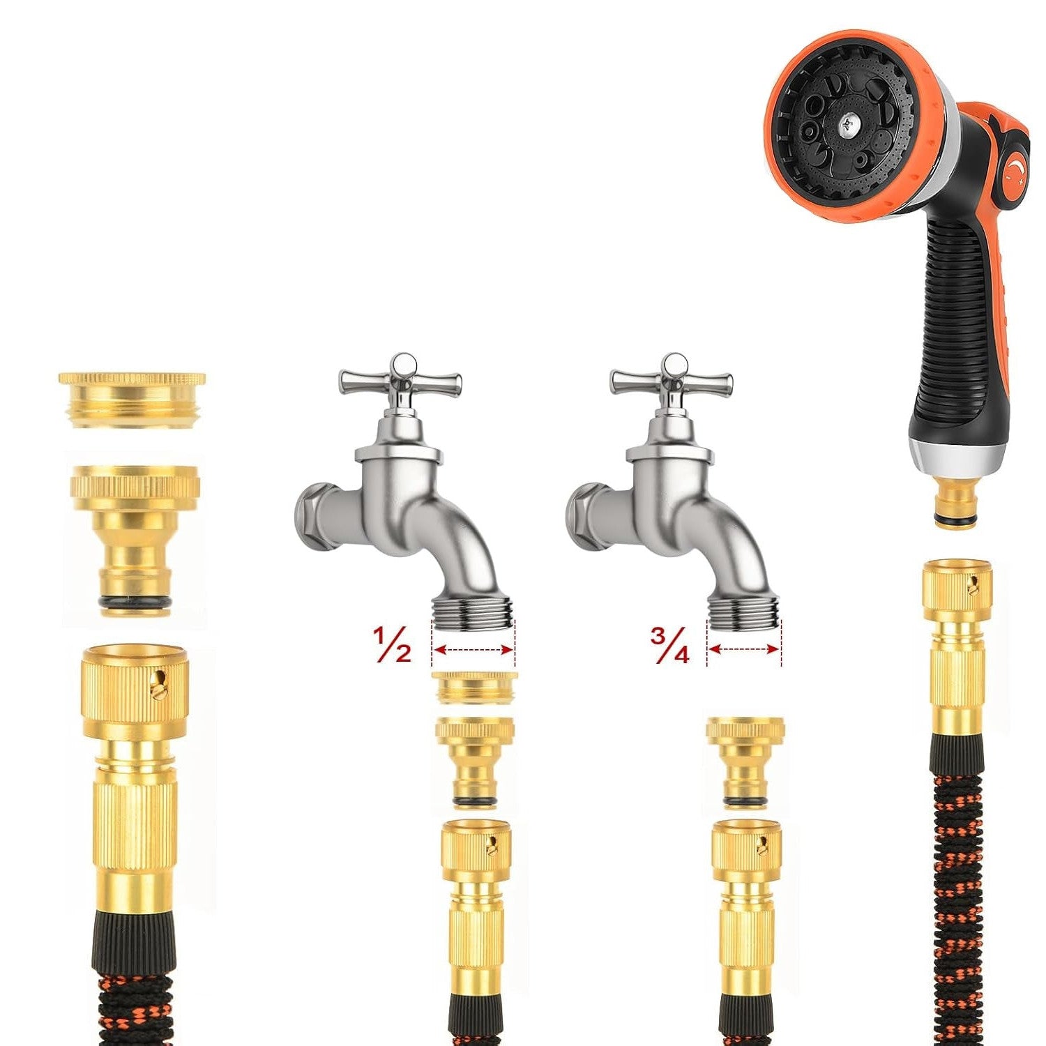 30‑Meter Expandable Garden Hose with 10 Spray Modes, Brass Connectors