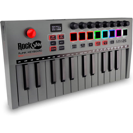 RockJam 25-Key Bluetooth MIDI Keyboard with Touchpads & Joystick