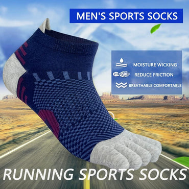 Kevaler Men's Five-Finger Cotton Athletic Toe Socks, 5 Pair