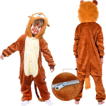 ATOWORLD Plush Lion Costume for Kids – Warm Zippered Outfit