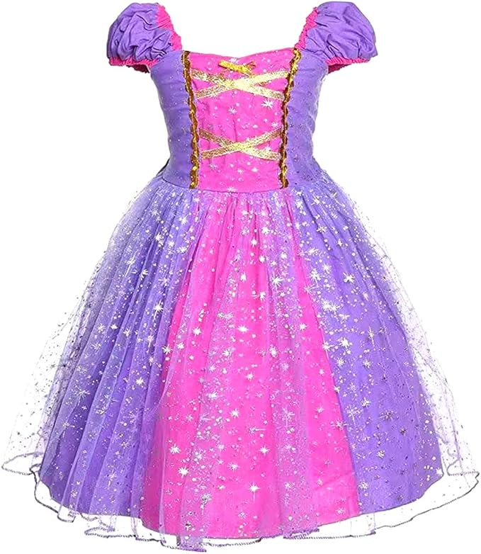 Discoball Rapunzel Princess Costume for Girls with Crown and Wand