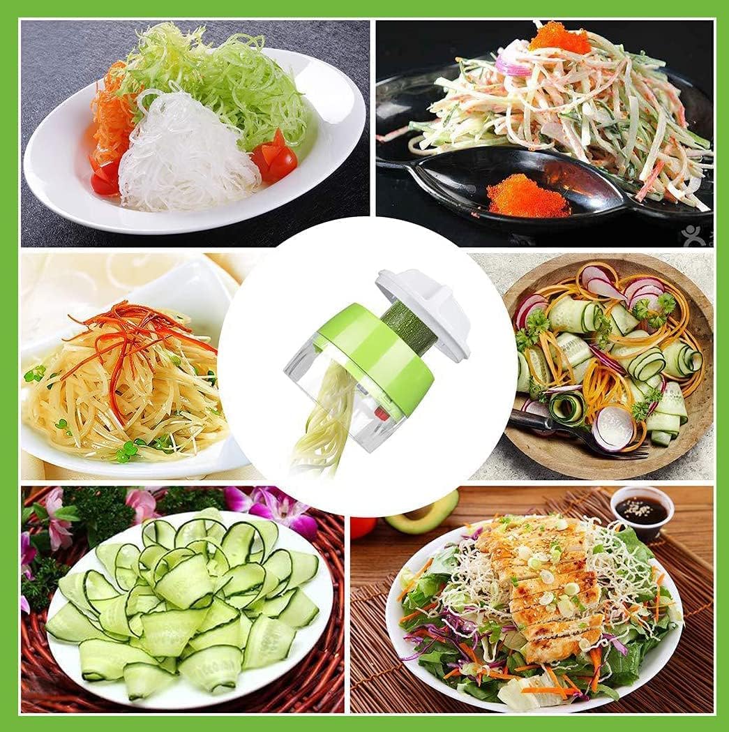Womdee SLC-292 5-in-1 Handheld Spiralizer Vegetable Slicer Green