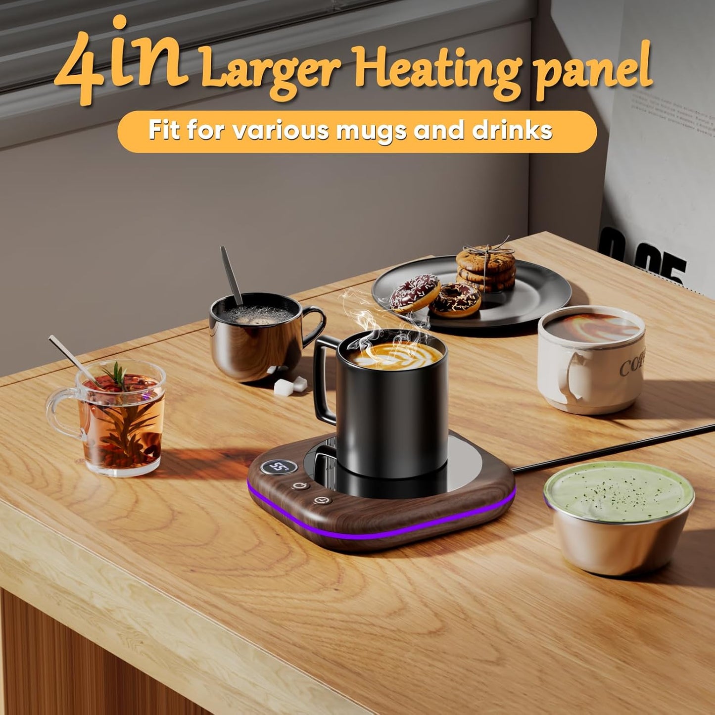 Smart Coffee Mug Warmer with Lighting, 3 Temperature Control, Auto Shut Off