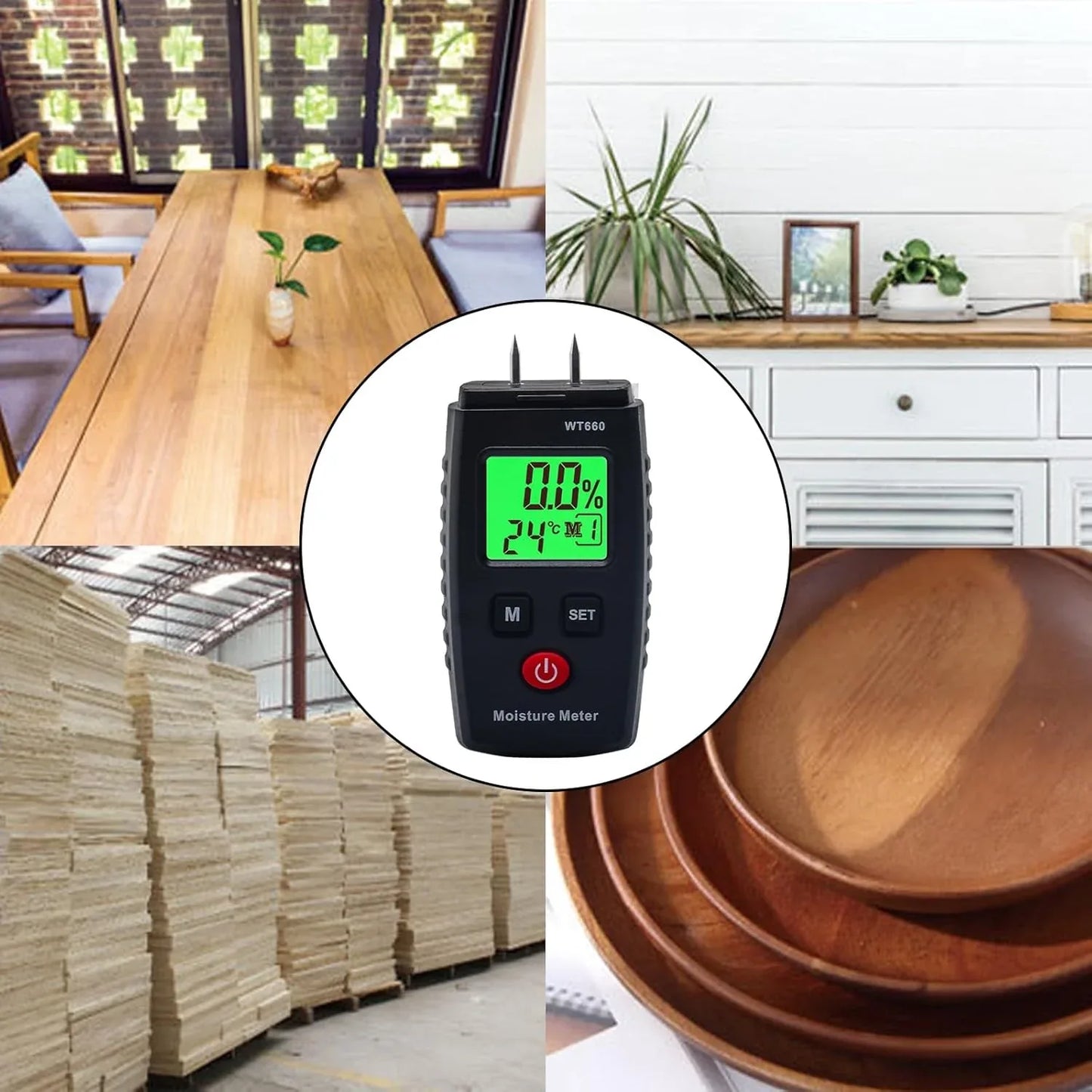 GERUI Pin-Type Wood Moisture Meter with 7 Measurement Modes - Gomix Brands Outlet
