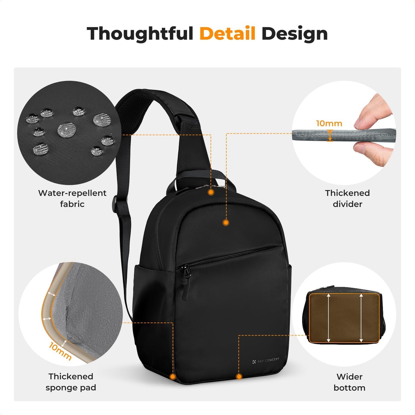 Waterproof Adjustable 5L Camera Sling Backpack by K&F Concept