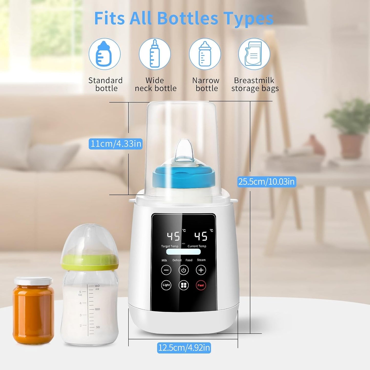 6-in-1 Multi-Functional Baby Bottle Warmer with Sterilizer Fast Digital