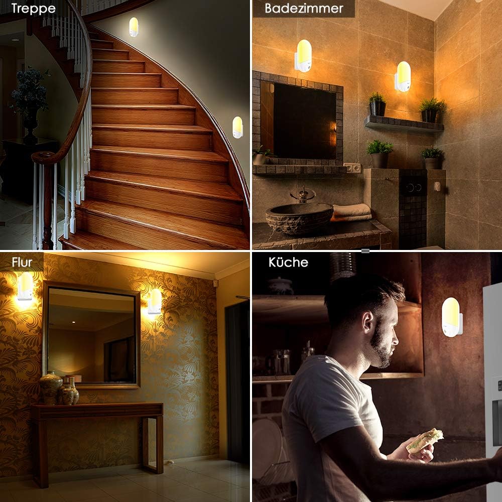 LOFTER RGB Changeable LED Night Light with Dusk to Dawn Sensor - 2Pack