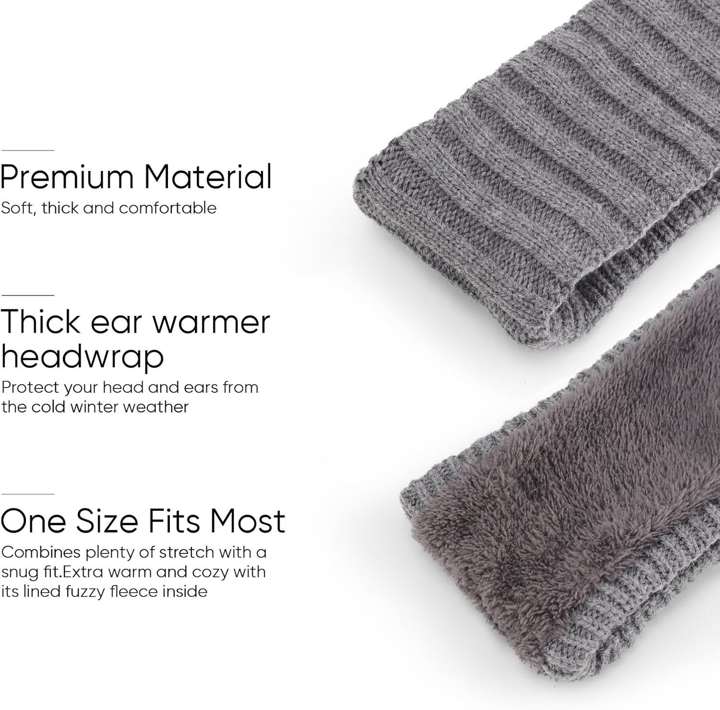 DRESHOW Women’s Warm Knitted Headband with Thick Fleece Lining