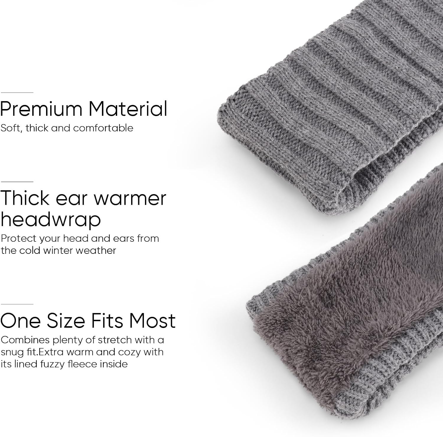 DRESHOW Women’s Warm Knitted Headband with Thick Fleece Lining