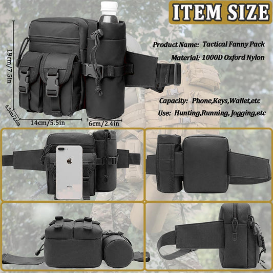 Taeku Tactical Waterproof Fanny Pack with Detachable Water Bottle Holder