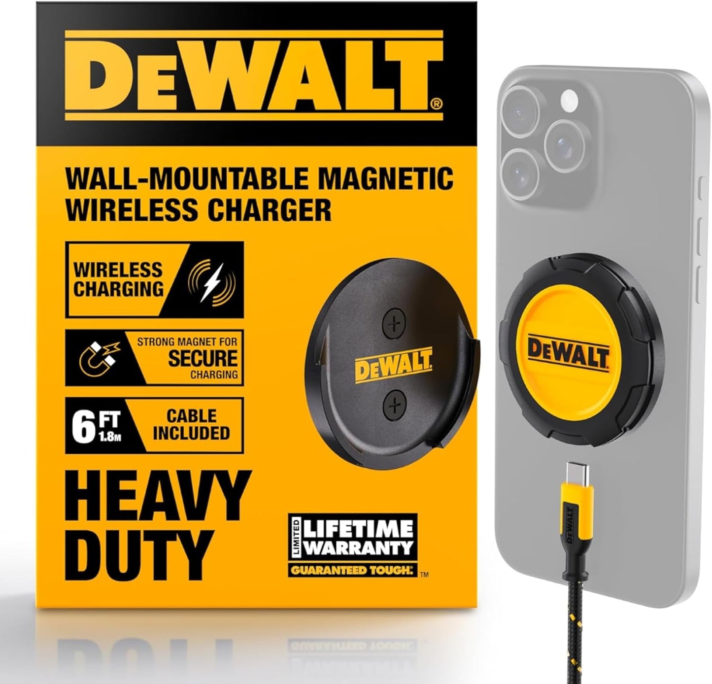 DEWALT Heavy-Duty 15W MagSafe Wireless Charger with Wall Mount