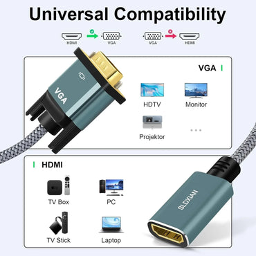 Gold SLDXIAN HDMI to VGA Adapter 15CM for Laptop - Gomix Brands Outlet