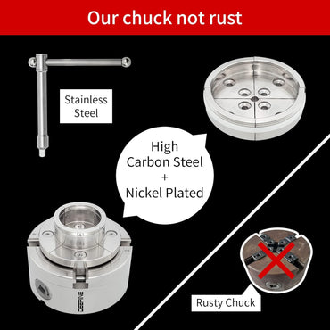 Premium 4-Inch Wood Lathe Chuck Set – Nickel-Plated Self-Centering 4-Jaw