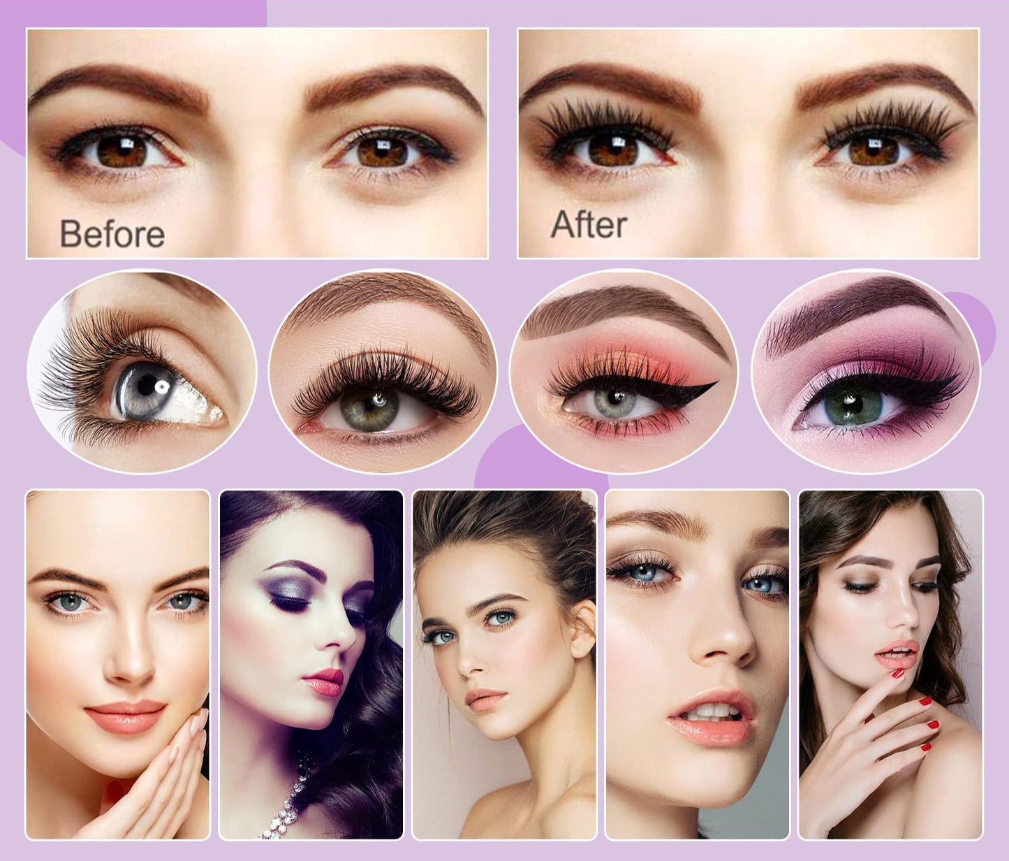 Awangya 3-Pair Magnetic 3D Natural Look Eyelash Set