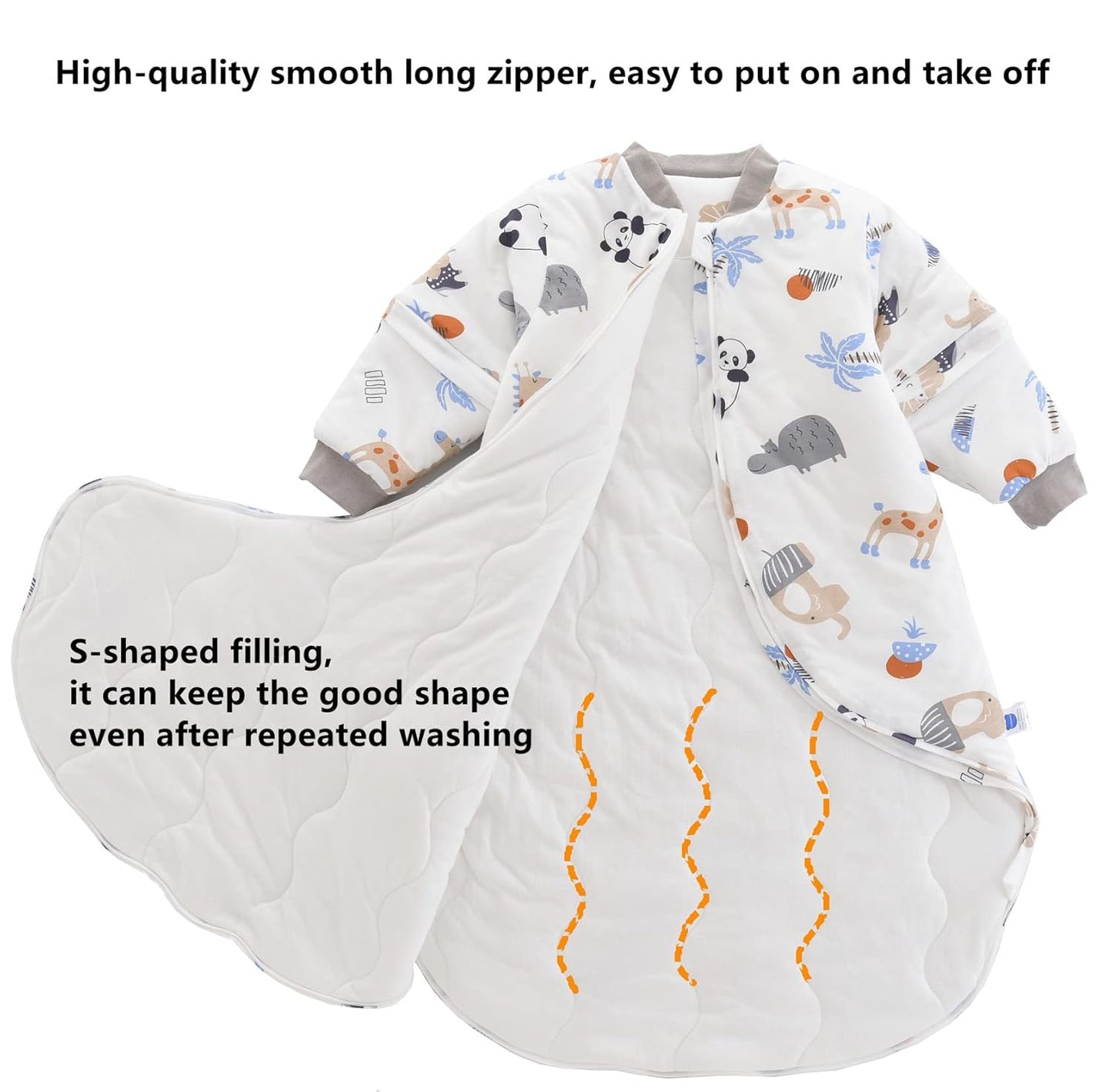 Chilsuessy Ultra-Soft Panda Baby Sleeping Bag with Removable Sleeves