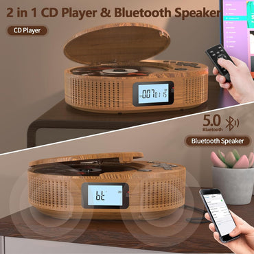 Arafuna Portable Bluetooth CD Player with Dual 15W Speakers - Gomix Brands Outlet
