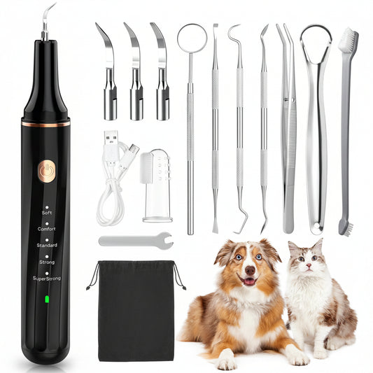 Petbank Ultrasonic Pet Teeth Cleaner for Dogs and Cats 5 Modes 4 Heads
