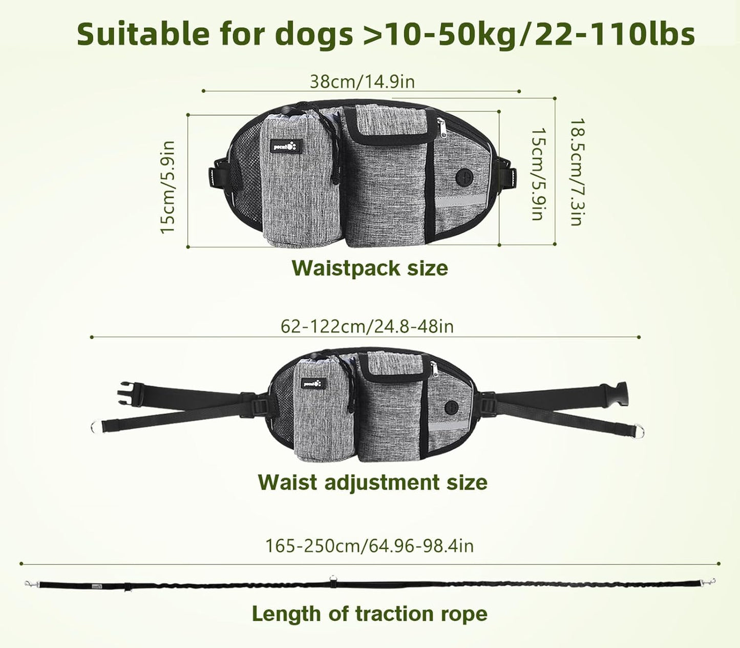 Pecute Hands-Free Dog Leash with Belt - Perfect for Running