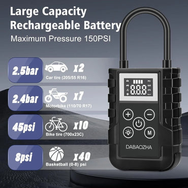 ike, MotoDABAOZHA 150 PSI Portable Air Compressor – Battery‑Powered Tire Inflatorrcycle & Balloons for Car, B - Gomix Brands Outlet