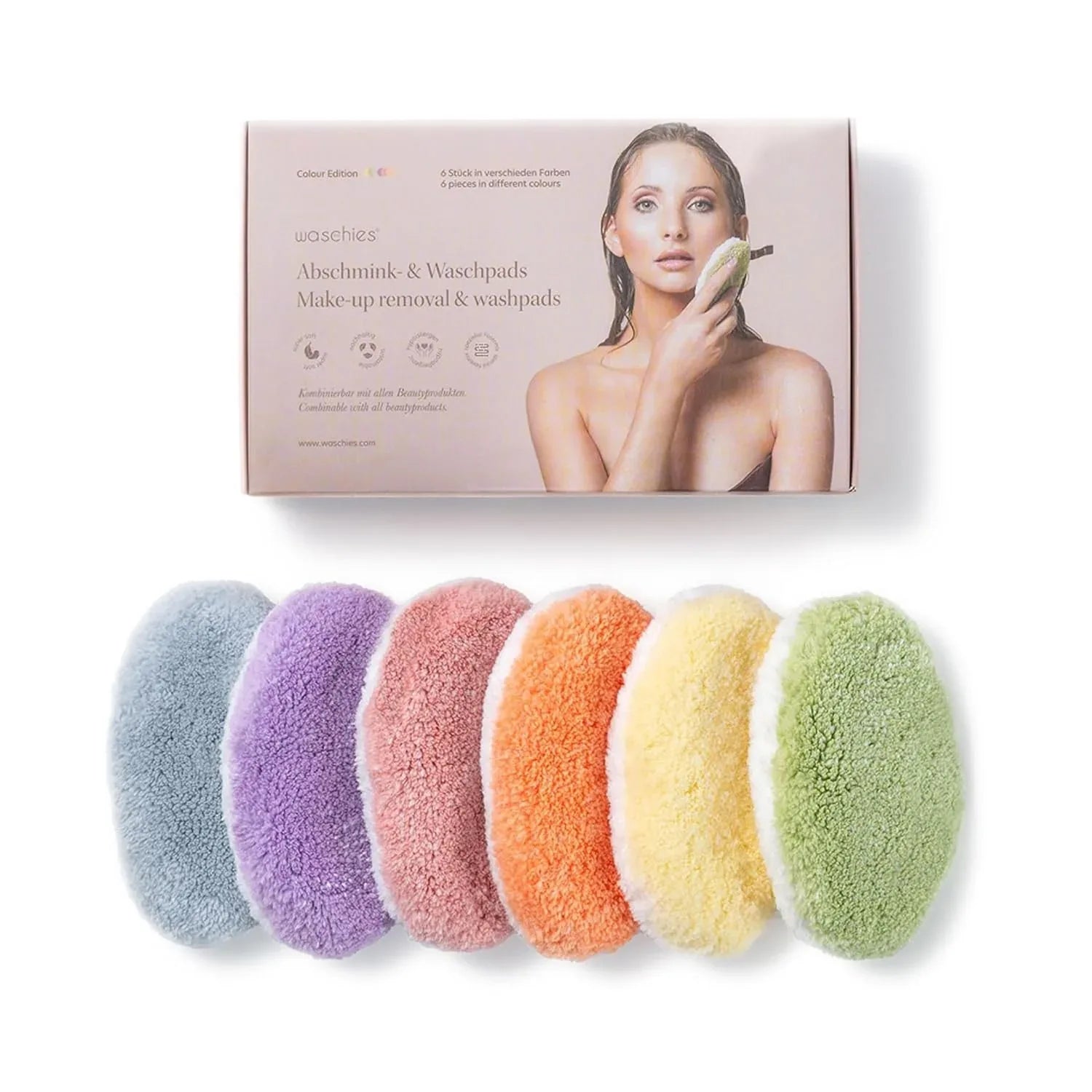 Waschies Colorful Reusable Washable Makeup Removal Pads – 6 Pack - Gomix Brands Outlet