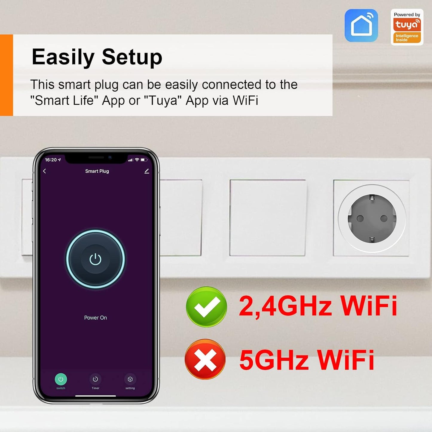 Antela Smart Home WiFi Socket with Power Measurement, Voice Control, 2-Pack