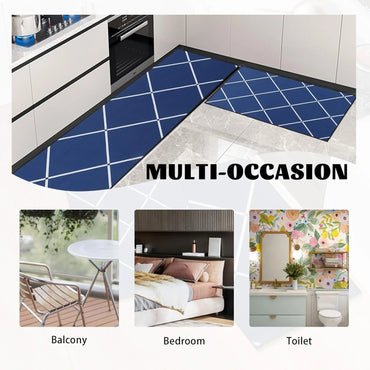 Blue Washable Non-Slip Kitchen Rug Set – Absorbent Floor Mats - Gomix Brands Outlet