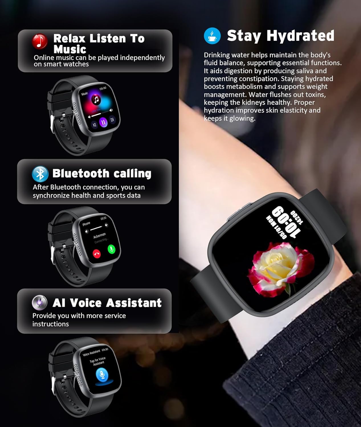 Waterproof 1.72" HD Smartwatch with 100+ Fitness and Health Tracking