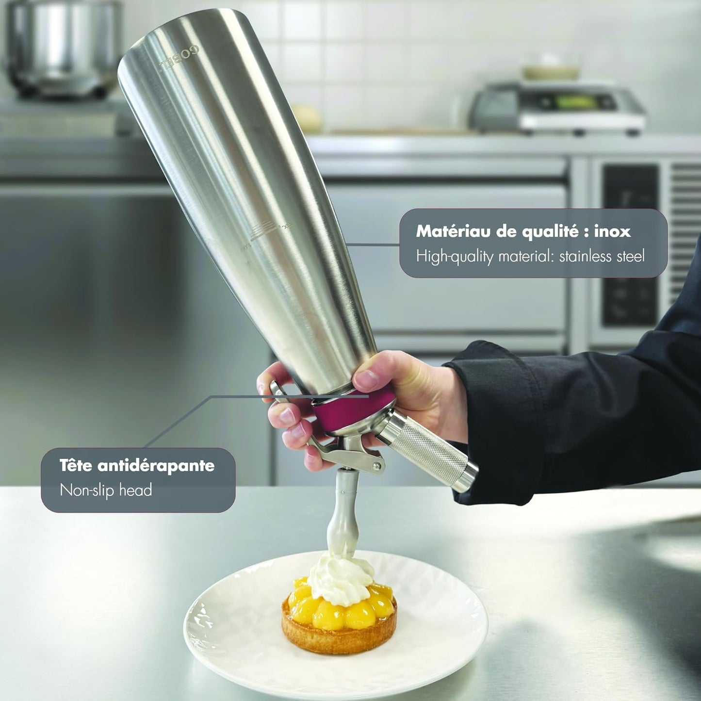 Gobel Professional Stainless Steel Siphon for Creamy Sauces and Espressos