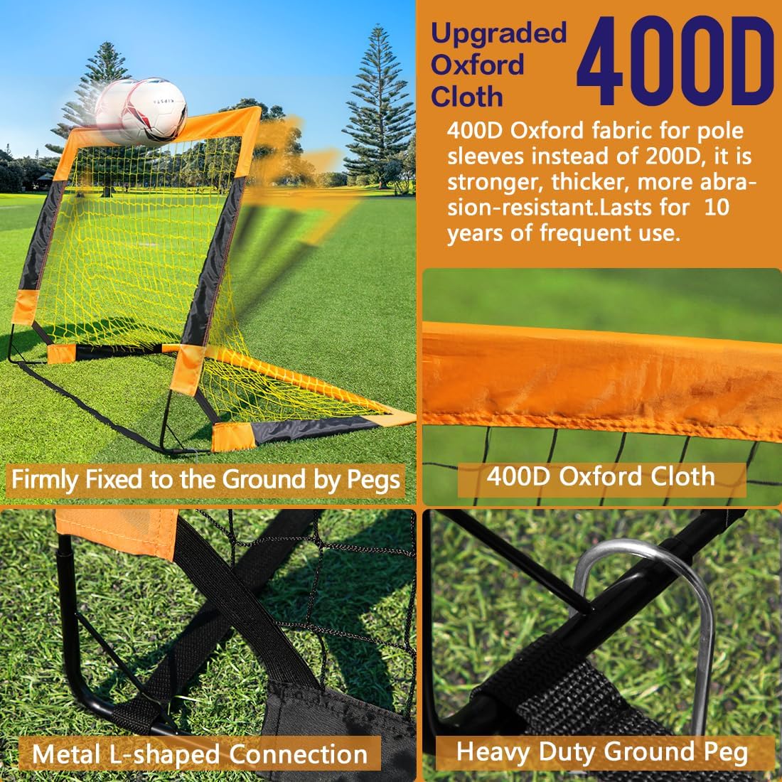Dimples Excel Portable 4x3 ft Orange Football Goal Net