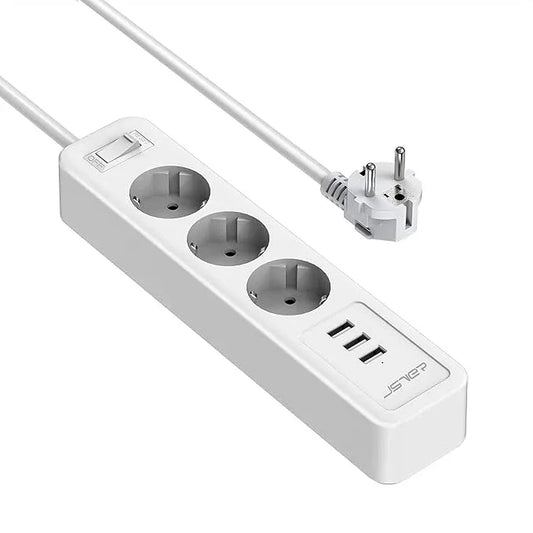 JSVER Strip with 3 Outlets, 3 USB Ports, 6m Cable - Gomix Brands Outlet
