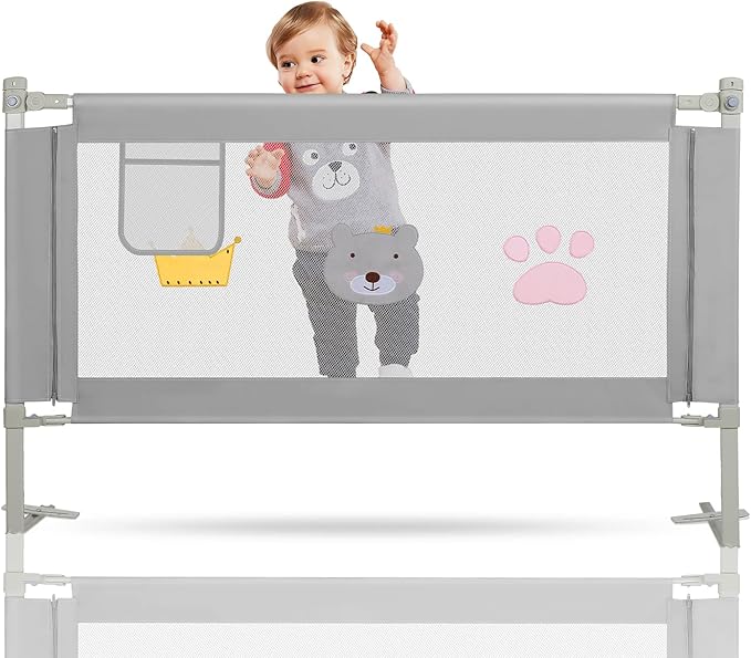 Vigevee Adjustable Grey Children’s Bed Rail with Airy Mesh Guard