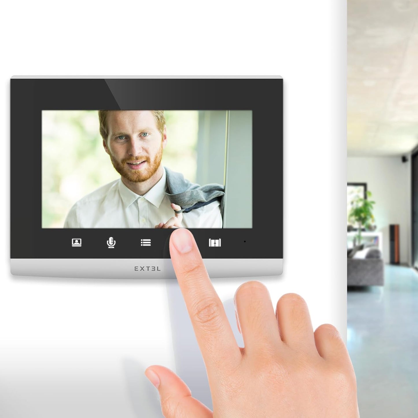 EXTEL Connect 2 Smart Video Door Intercom 7" Touchscreen Monitor with Wi‑Fi, Night Vision, Internal Memory