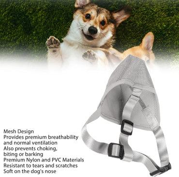 Adjustable Breathable Mesh Dog Muzzle: Anti-Bite, Chew, Lick, Training, Gray - Gomix Brands Outlet
