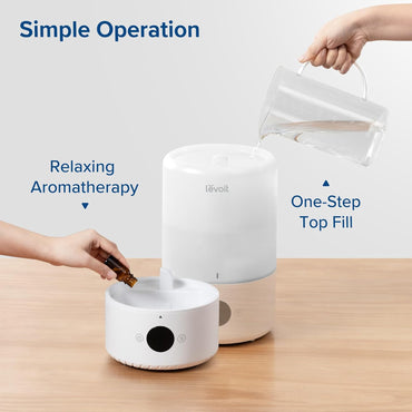LEVOIT Smart Cool Mist Top Fill Humidifier 3L White