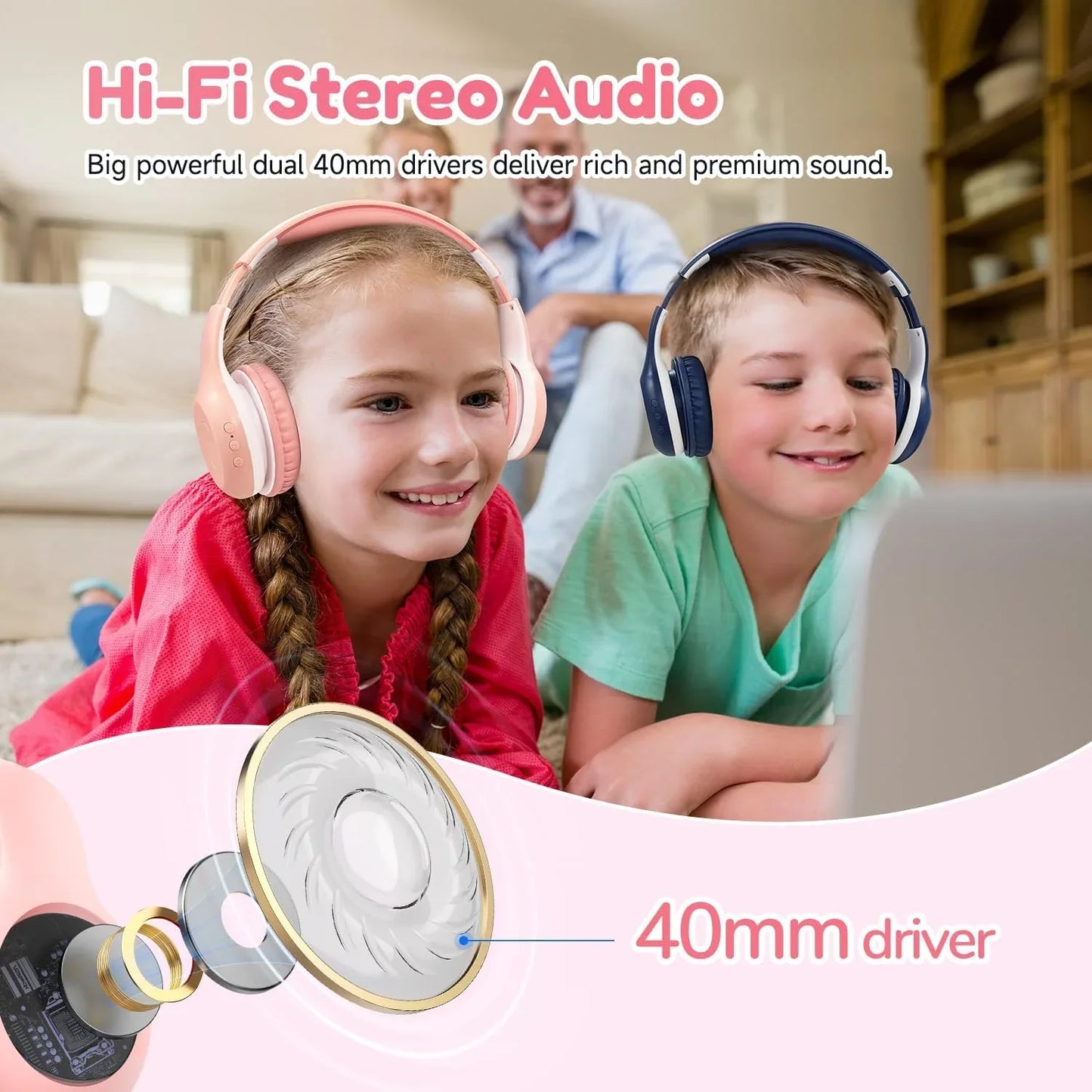 EarFun K2 Kids Bluetooth Headphones Volume‑Limited 40‑Hour Playtime - Gomix Brands Outlet